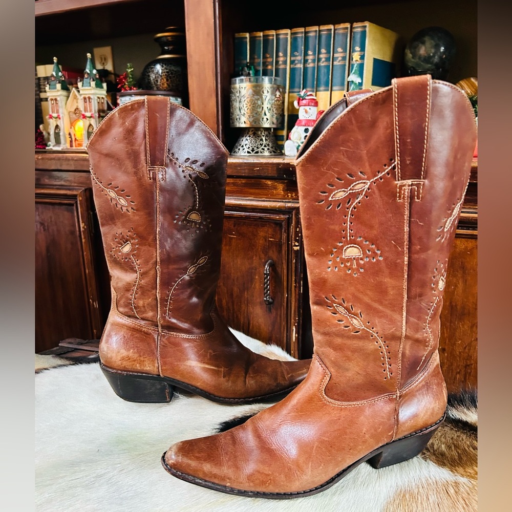 Brown Leather Heeled Boots